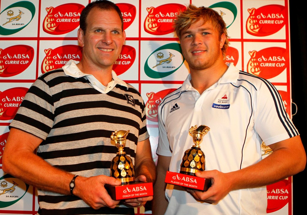 From left to right - The Sharks' John Plumtree and Vodacom WP's Duane Vermeulen