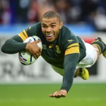 Bryan Habana of South Africa during the 2015 Rugby World Cup rugby match between South Africa and USA at the Olympic Stadium in London, England on October 7, 2015 ©Barry Aldworth/eXpect LIFE