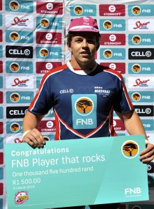 2016 FNB Varsity Cup Rugby presented by Steinhoff International, Monday 21 February, FNB Stadium Soweto, Johannesburg Gauteng. UCT vs NMMU HENRY BROWN from NMMU is Man of the Match Photo by: Catherine Kotze/SASPA