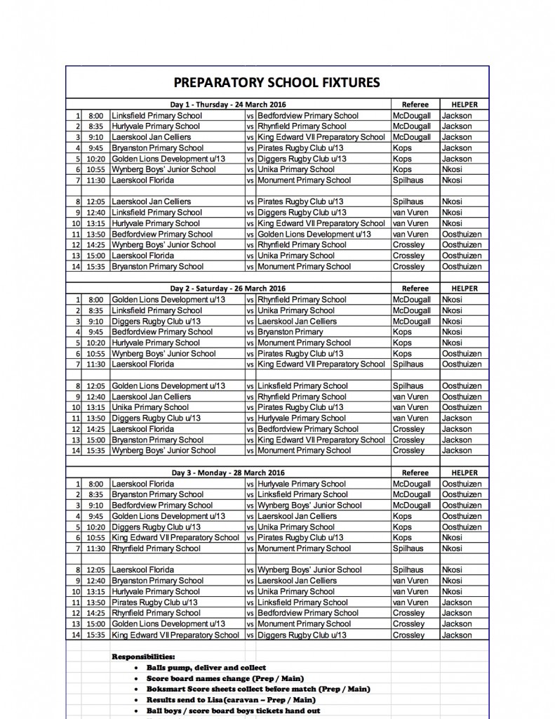 KES Fest 2016 Prep Rugby Fixtures UPDATED
